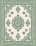 Classic Green Floral Medallion Border Rug