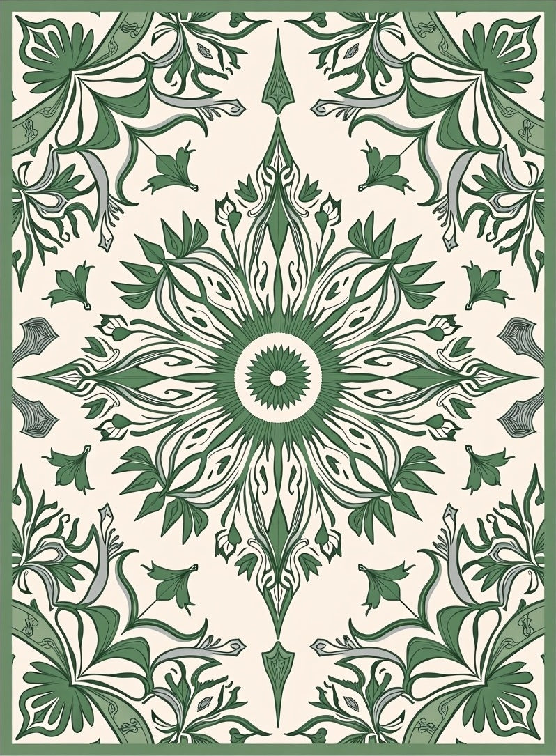 Art Nouveau Leaf Burst Rug