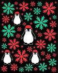 Cute Penguin Snowflake Festive Red Teal Rug