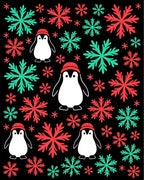 Cute Penguin Snowflake Festive Red Teal Rug