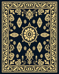 Golden Floral Medallion Navy Rug