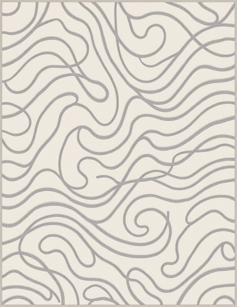 Minimalist Cream Abstract Swirl Rug