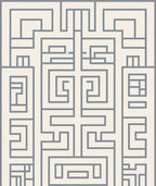 Gray Geometric Maze Art Deco Rug