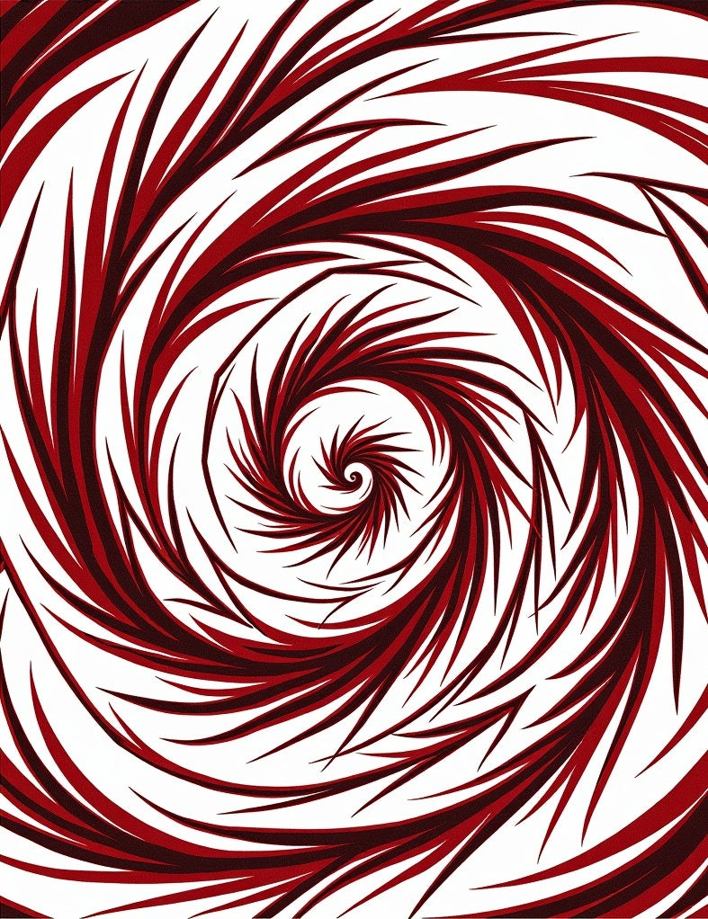 Crimson Spiral Whirling Abstract Rug