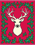 Crimson Reindeer Holly Border Rug