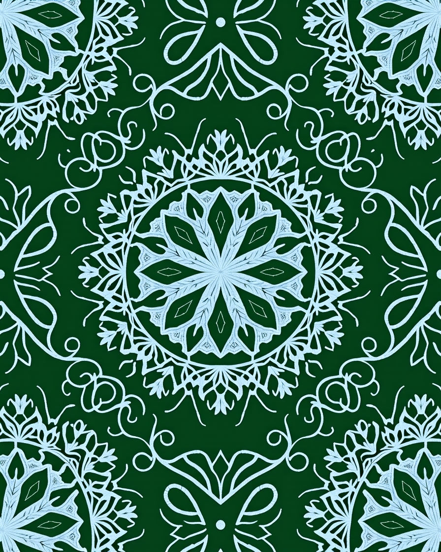 Teal Floral Mandala Vine Rug