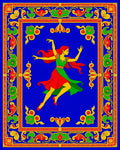 Vibrant Blue Dancer Floral Frame Rug