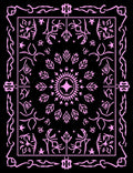Pink Floral Medallion Black Tapestry Rug