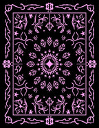 Pink Floral Medallion Black Tapestry Rug