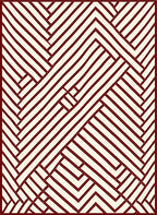 Crimson Herringbone Interlocking Lines Rug