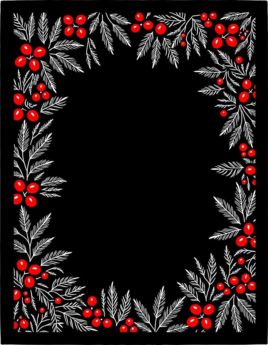 Red Berry Branch Border Rug