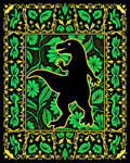 Black Dinosaur In Lush Green Garden Rug