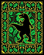 Black Dinosaur In Lush Green Garden Rug