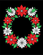 Festive Red White Floral Wreath Christmas Rug