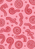 Pink Red Swirl Star Abstract Rug