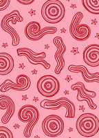 Pink Red Swirl Star Abstract Rug