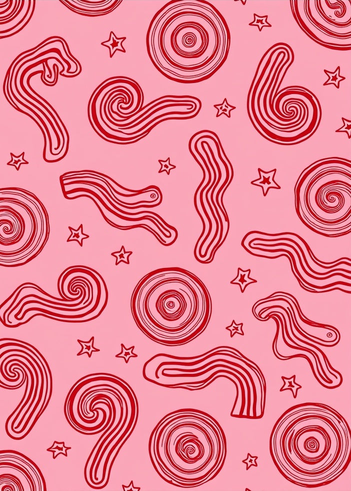 Pink Red Swirl Star Abstract Rug