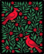 Bold Red Cardinal Floral Nature Rug