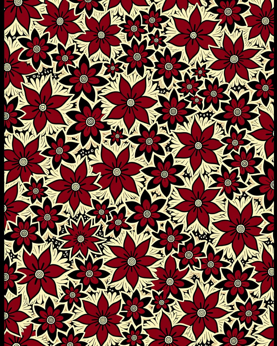 Crimson Floral Filled Backdrop Rug