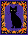 Mysterious Black Cat Halloween Frame Rug