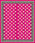 Pink Floral With Black Greek Border Rug