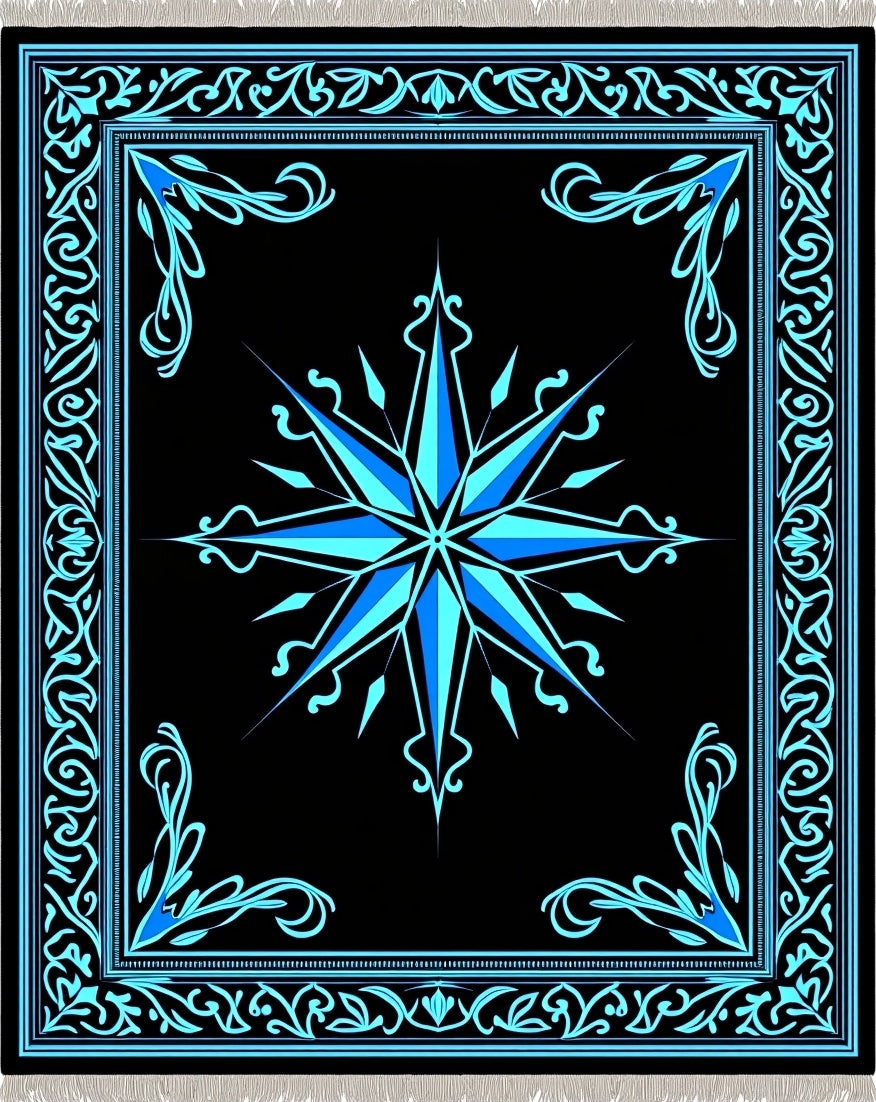 Aqua Compass Star Burst Rug