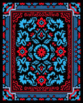 Bold Red Blue Floral Medallion Rug