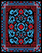 Bold Red Blue Floral Medallion Rug