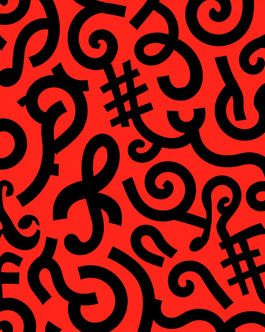 Bold Red Abstract Swirl Hash Rug
