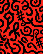 Bold Red Abstract Swirl Hash Rug
