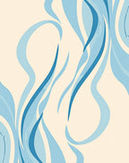Abstract Blue Wave Swirl Rug