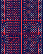 Deep Blue Red Diamond Arrangement Rug
