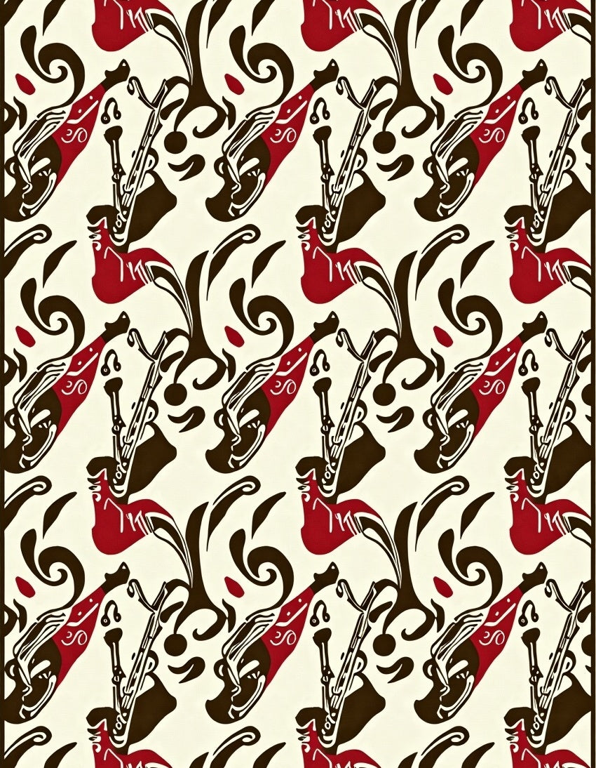 Retro Red Saxophone Musical Flow Rug