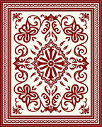 Crimson Colonial Scroll Flower Rug