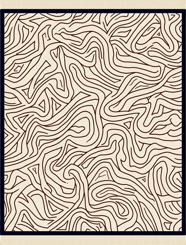 Cream Marbled Contour Line Rug