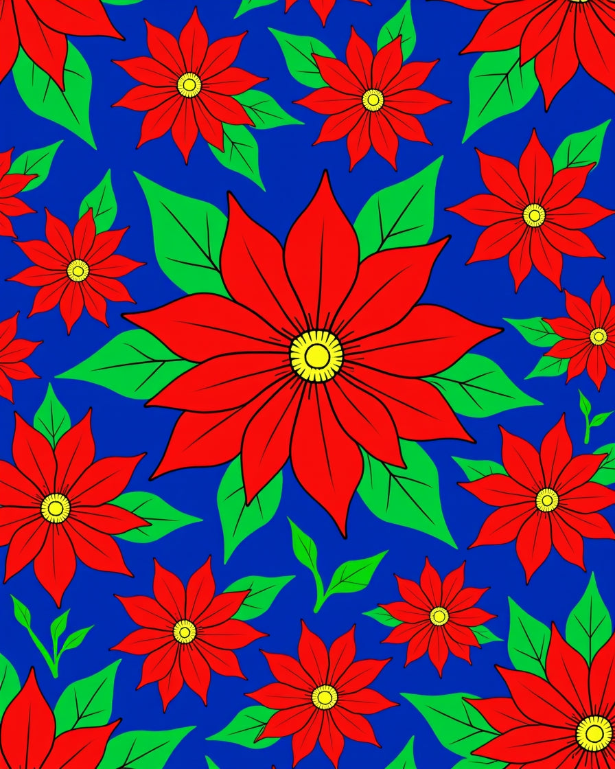 Bold Red Floral Garden Bloom Rug