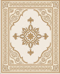 Ornate Golden Scrolling Floral Medallion Rug