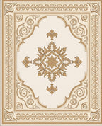 Ornate Golden Scrolling Floral Medallion Rug