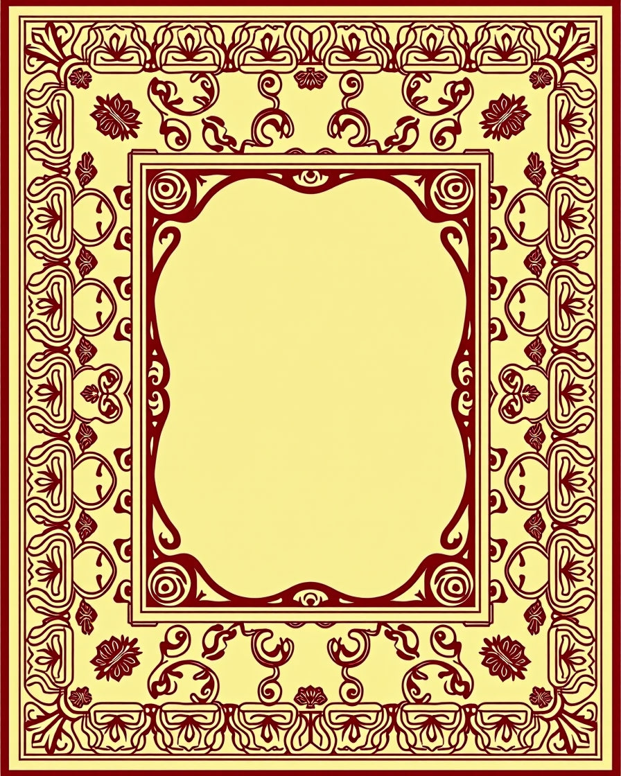 Rich Crimson Floral Frame Rug