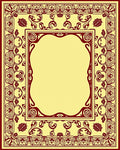Rich Crimson Floral Frame Rug