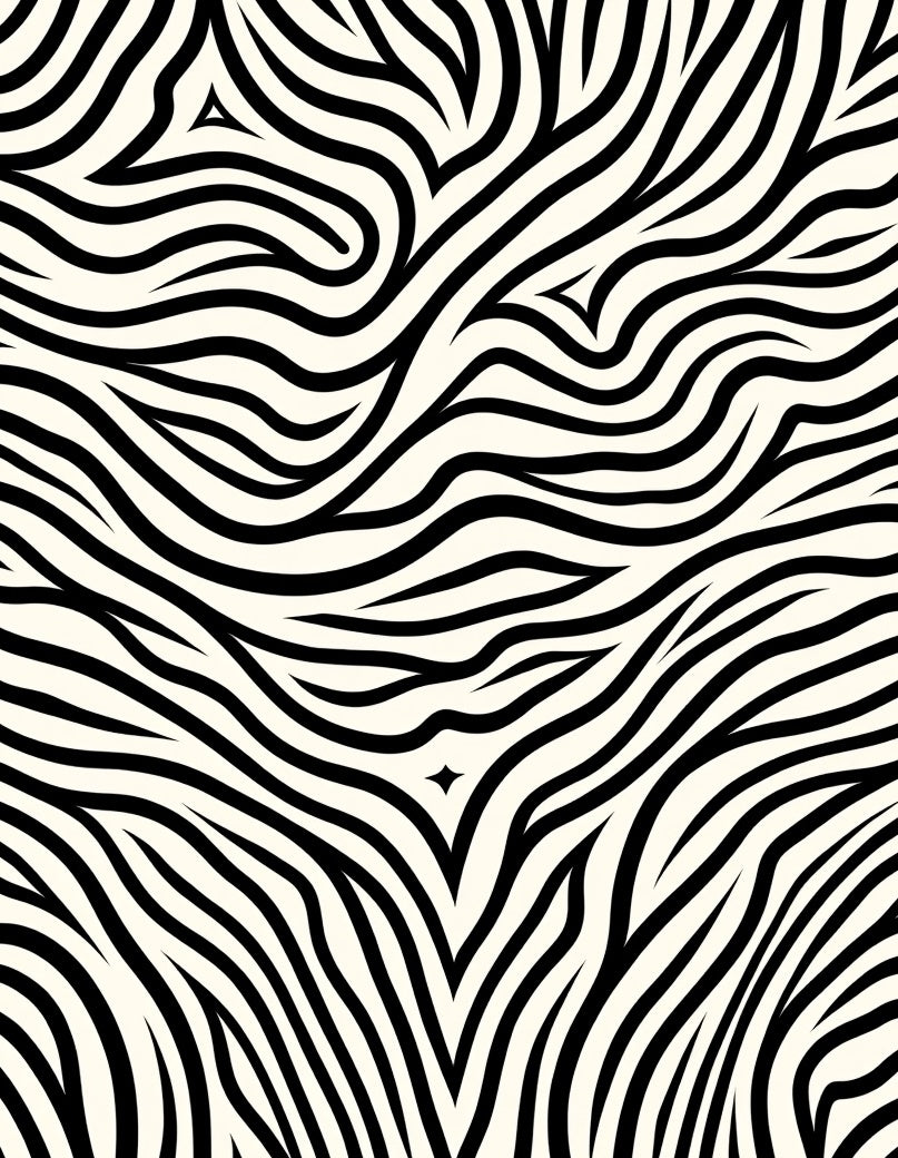 Bold Black White Curvy Striped Rug