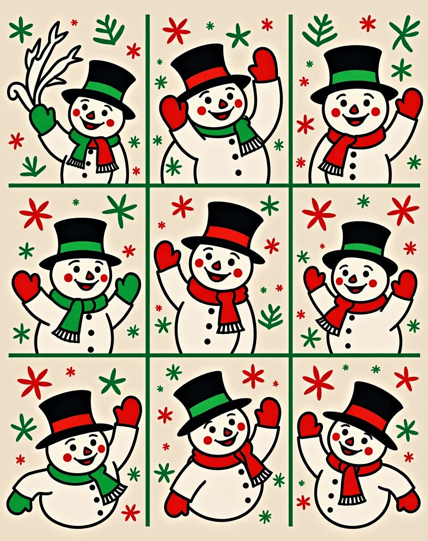 Festive Snowmen Christmas Garland Rug