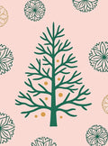 Green Christmas Tree with Gold Orbs Rug