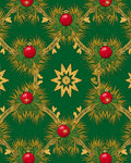 Emerald Green Red Gold Festive Ornaments Rug