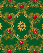 Emerald Green Red Gold Festive Ornaments Rug