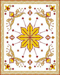 Golden Yellow Red Starburst Medallion Rug