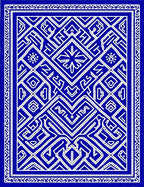 Bold Blue White Intricate Geometric Rug