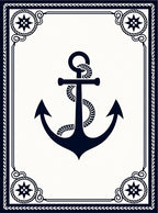 Navy Anchor Compass Rose Border Rug