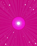 Vibrant Magenta Starburst Concentric Circles Rug