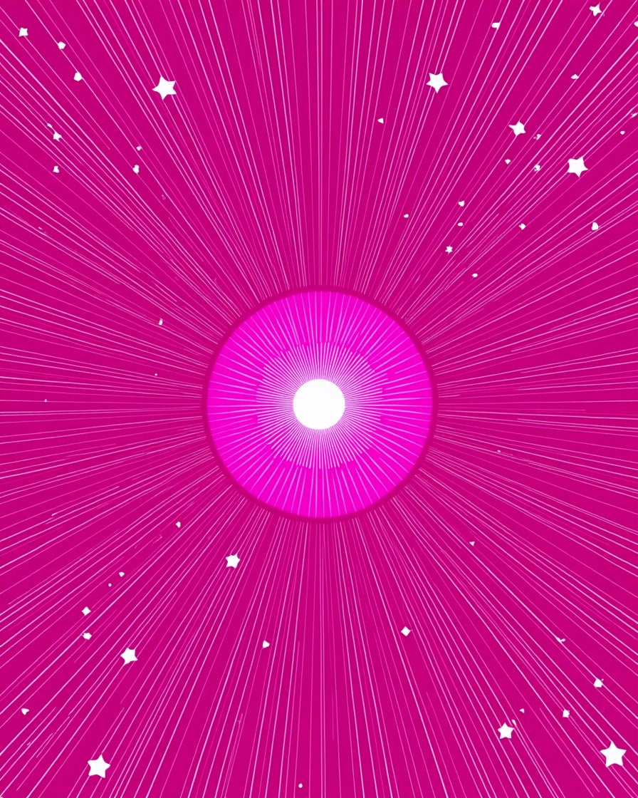 Vibrant Magenta Starburst Concentric Circles Rug